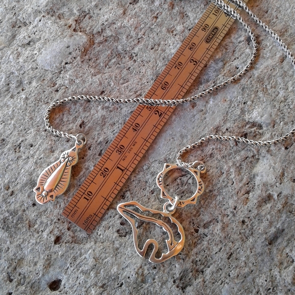 Sterling Silver Bear Fetish Lariat NECKLACE - Picture 4 of 5